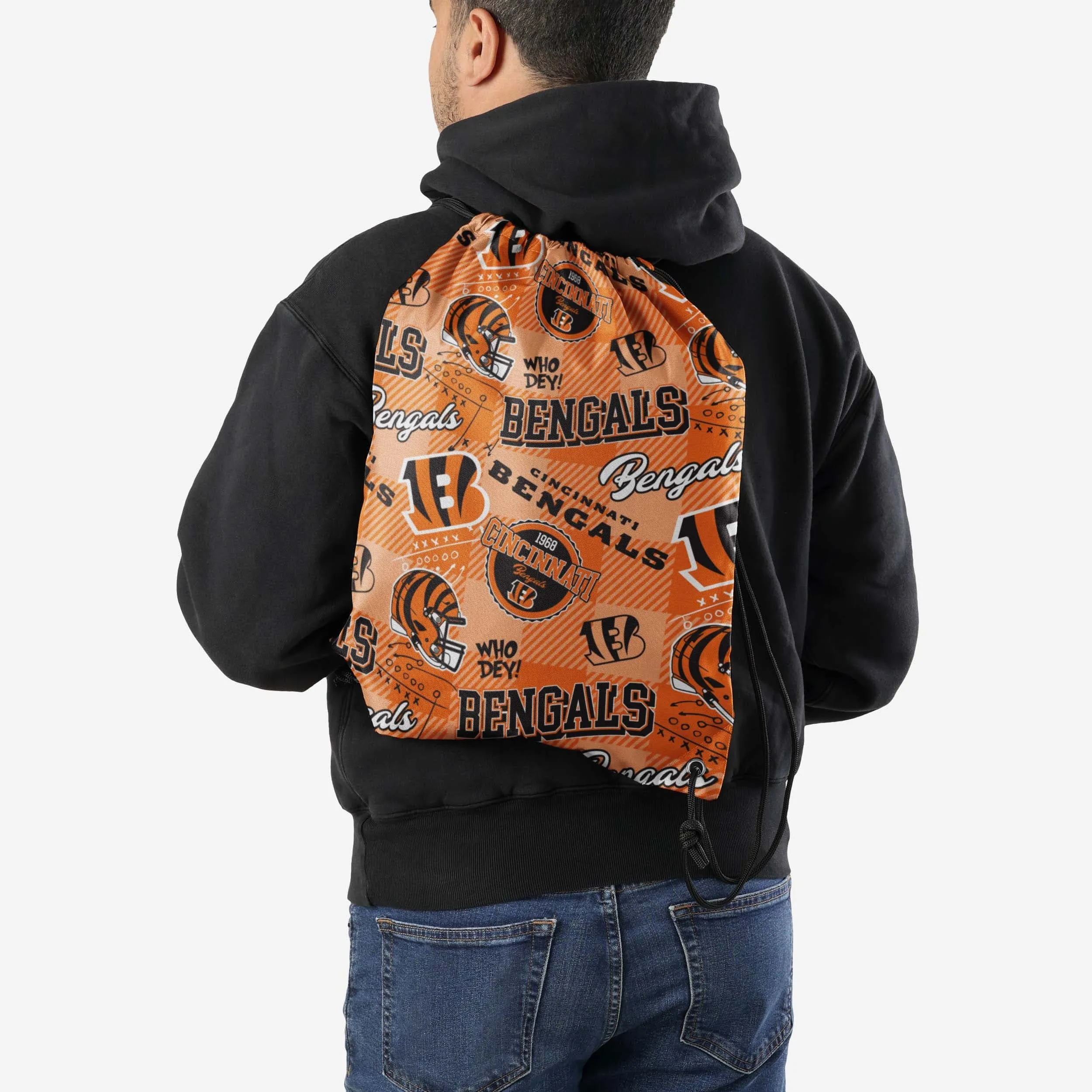 Cincinnati Bengals Thematic Repeat Print Drawstring Backpack