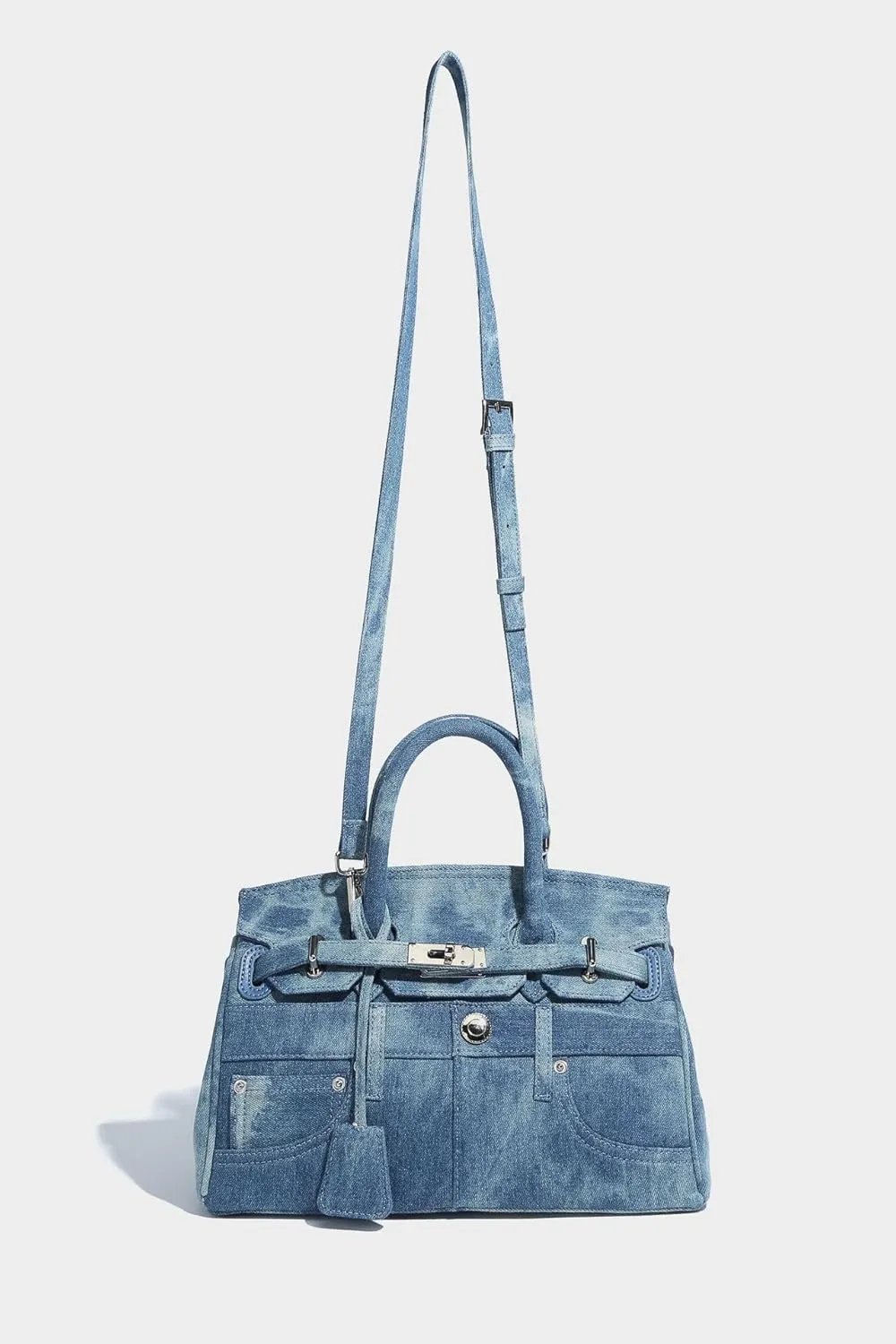 Classic Blue Denim Jeans Pants Purse Underarm Satchel Handbag For Women, New Ladies Fashion Shoulder Bags