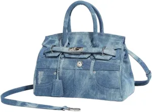 Classic Blue Denim Jeans Pants Purse Underarm Satchel Handbag For Women, New Ladies Fashion Shoulder Bags