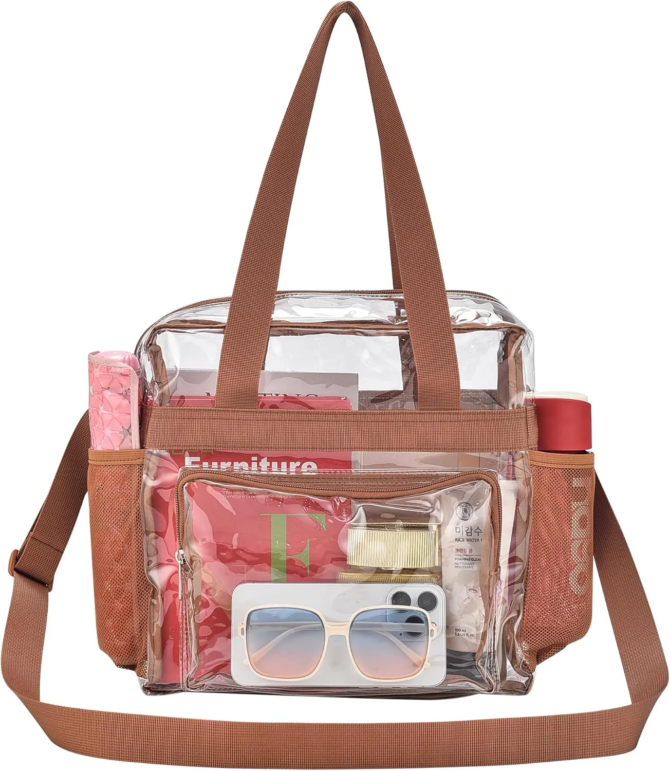 Clear Bag for Stadium Events 12x12x6, Clear Bag Clear Tote Bag with Reinforced Straps for Sporting Events Travel