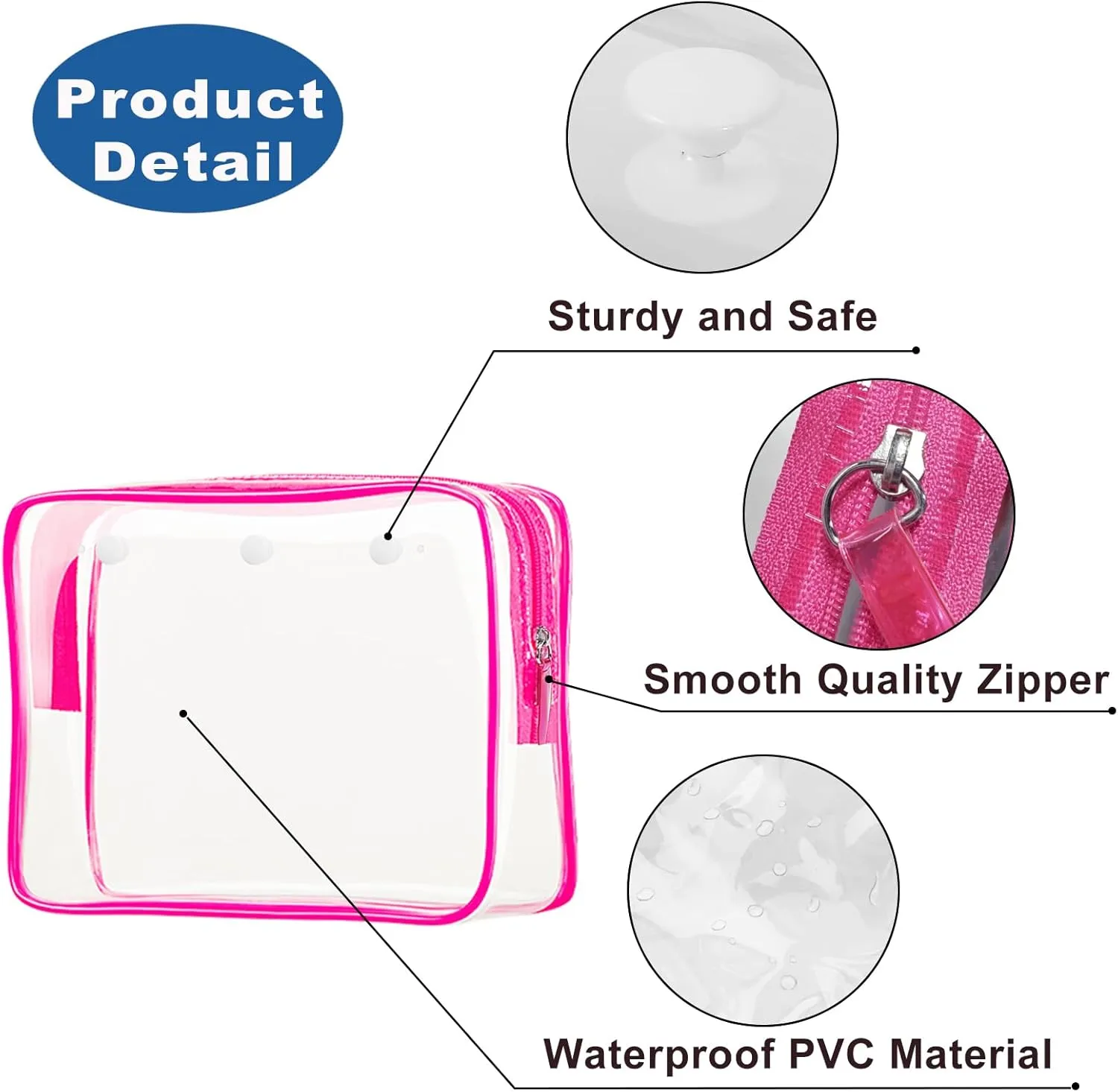 Clear Insert Bag Accessories for Beach Tote Bag, Clear Travel Storage Inner Pouch for Cosmetic, Toiletry & Makeup Brush Organizer Divider
