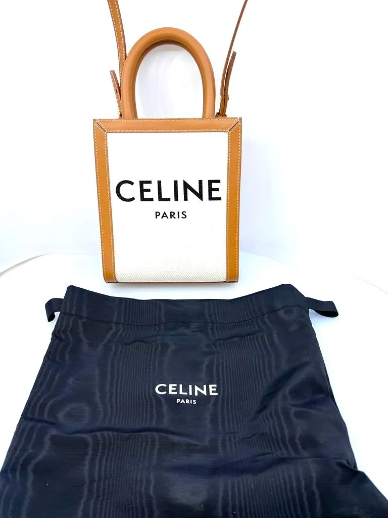 CÉLINE CANVAS CALFSKIN MINI VERTICAL CABAS