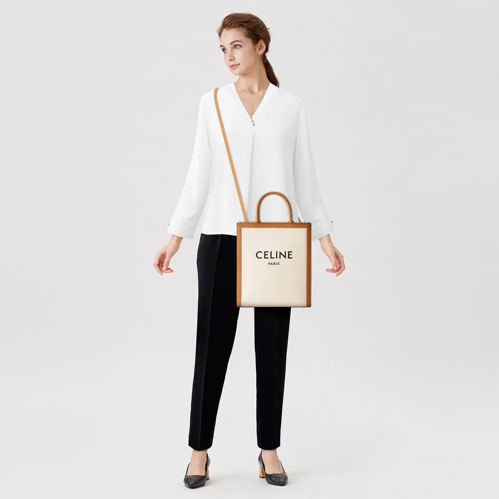 CÉLINE CANVAS CALFSKIN MINI VERTICAL CABAS