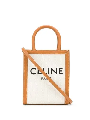 CÉLINE CANVAS CALFSKIN MINI VERTICAL CABAS