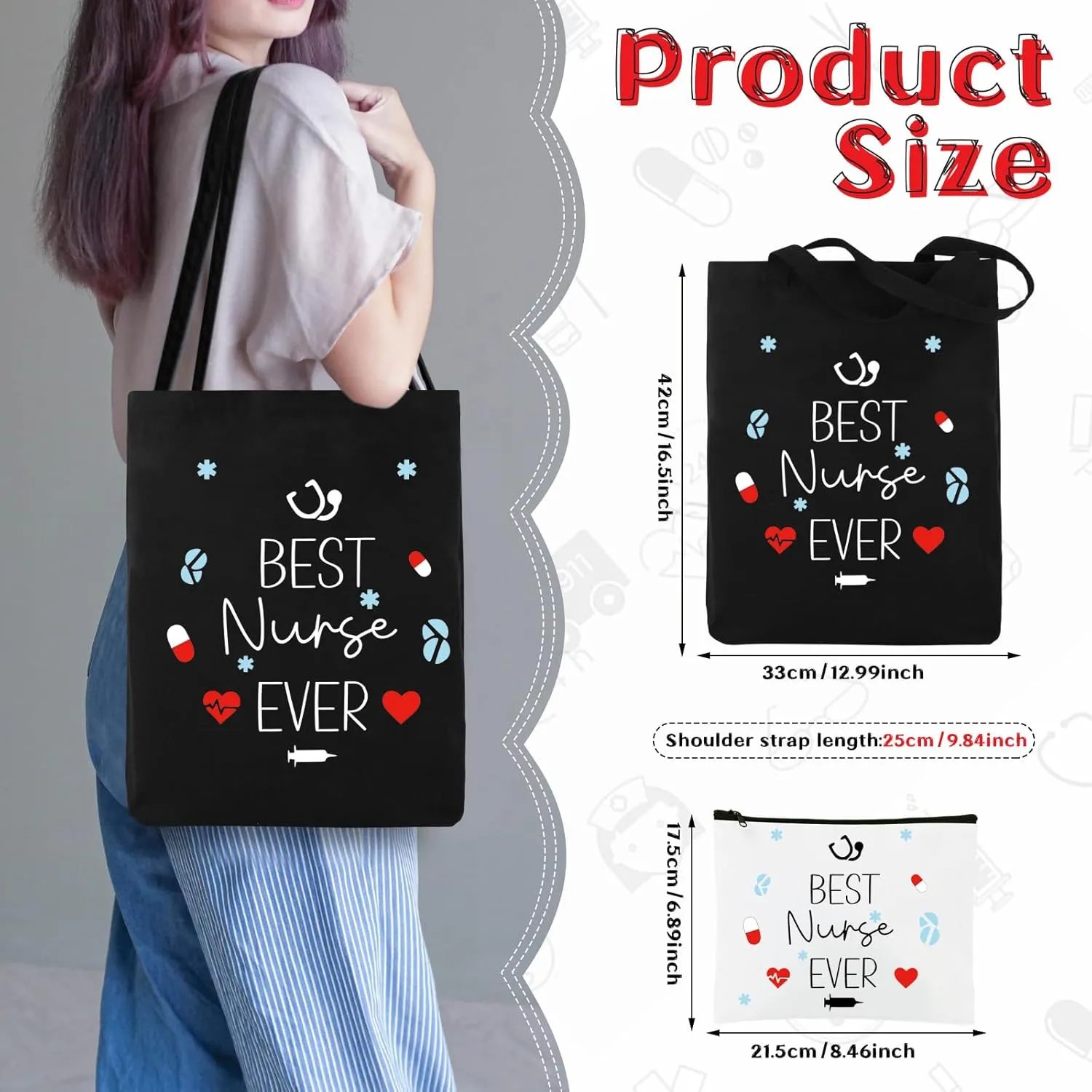 clothmile Nurse Gifts Set for Women Nurse Canvas Tote Bag with Makeup Pouch Best Nurses Appreciation Week Gifts for Nurse Practitioner Graduation Presents