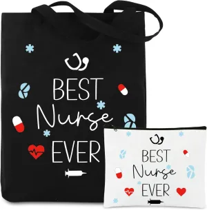 clothmile Nurse Gifts Set for Women Nurse Canvas Tote Bag with Makeup Pouch Best Nurses Appreciation Week Gifts for Nurse Practitioner Graduation Presents