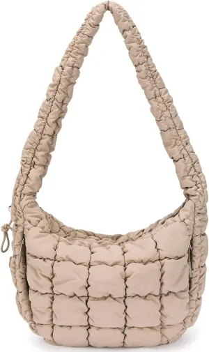 CLUCI Puffer Tote Bag for Women, Large Lightweight Quilted Carryall, Paddin Puffy Crossbody Purse Soft Hobo Shoulder Handbags