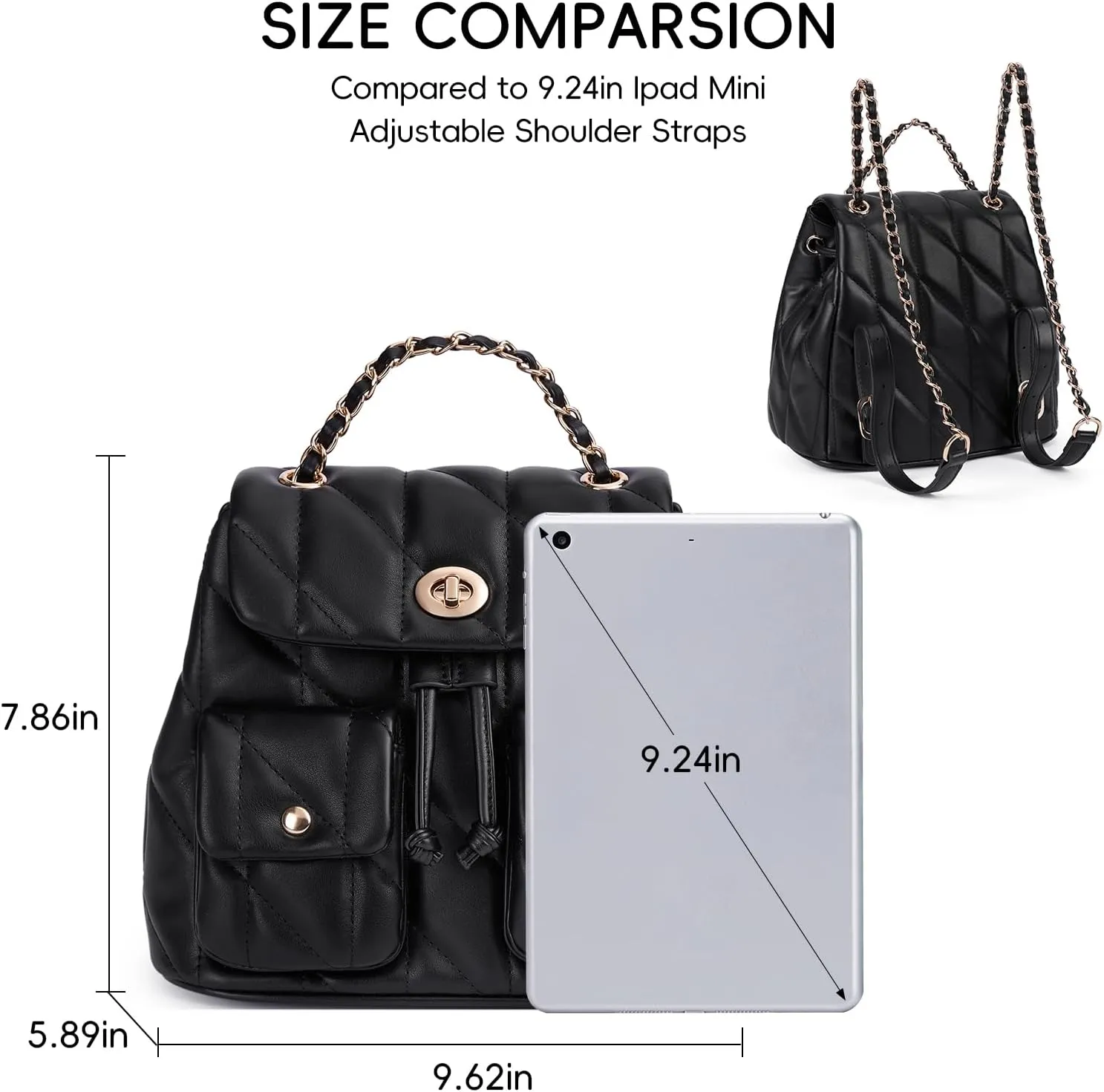 CLUCI Small Backpack Purse for Women,Mini Vegan Leather Tabby Backpack for Woman Quilted Bookbag Crossbody Bag