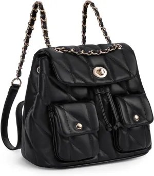CLUCI Small Backpack Purse for Women,Mini Vegan Leather Tabby Backpack for Woman Quilted Bookbag Crossbody Bag