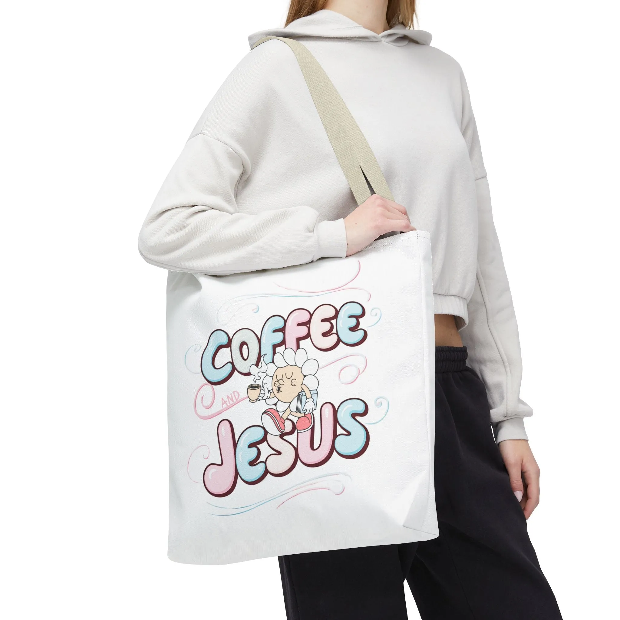 Coffee and Jesus Tote Bag – Perfect for Church, Gifts, Shopping, Everyday Use, and Faith-Based Events