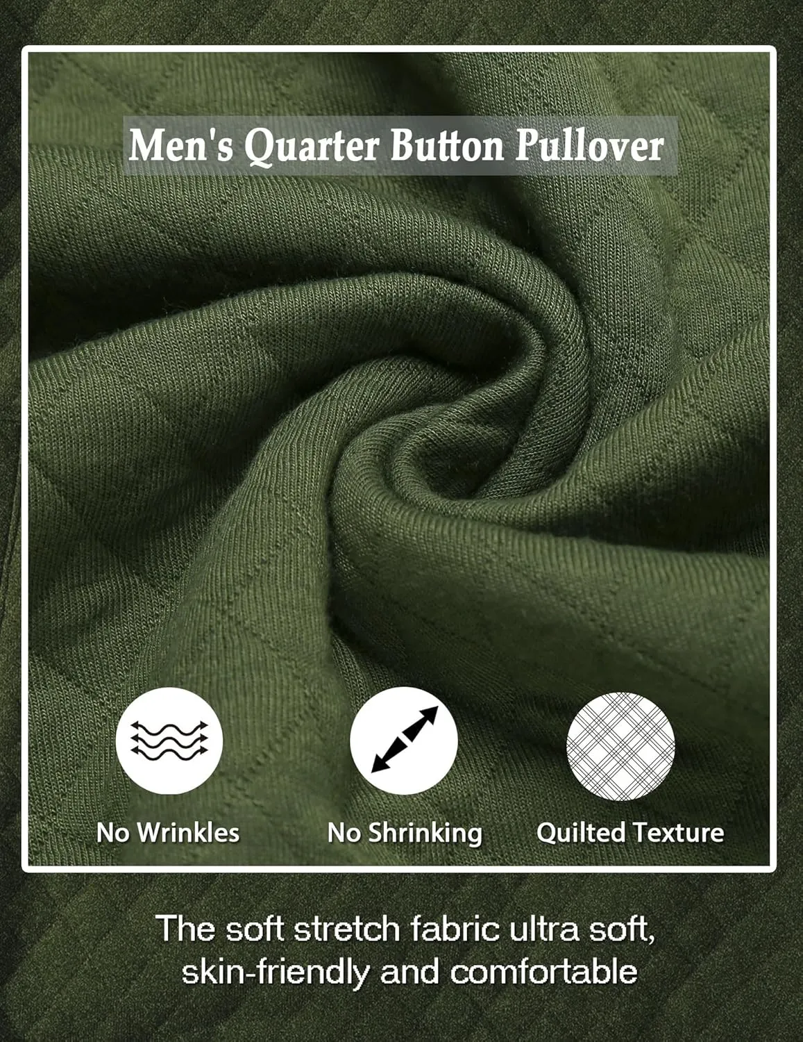 COOFANDY Mens Quarter Sweatshirt Quilted Long Sleeve Mock Neck Active Sweater Waffle Pullover Polo Shirts With Pockets
