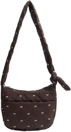 Coquette Purse Cute Vintage Bow Shoulder Bag Quilted Balletcore Crossbody Bag for Women Fairycore Aesthetic