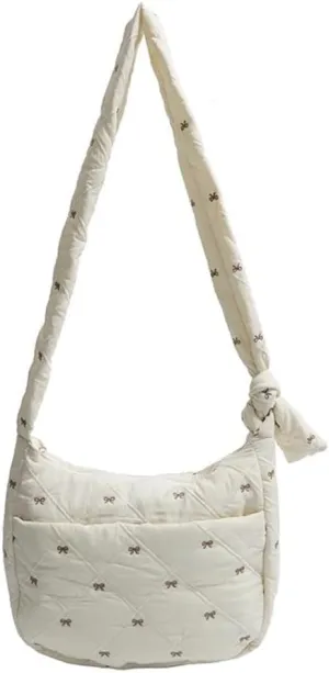 Coquette Purse Cute Vintage Bow Shoulder Bag Quilted Balletcore Crossbody Bag for Women Fairycore Aesthetic