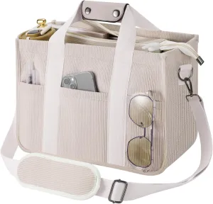 Corduroy Tote Bag with Zipper Women Large Crossbody Tote Purse with Pockets Everything Handbag Everyday Satchel Bag