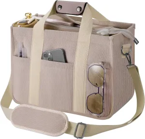 Corduroy Tote Bag with Zipper Women Large Crossbody Tote Purse with Pockets Everything Handbag Everyday Satchel Bag