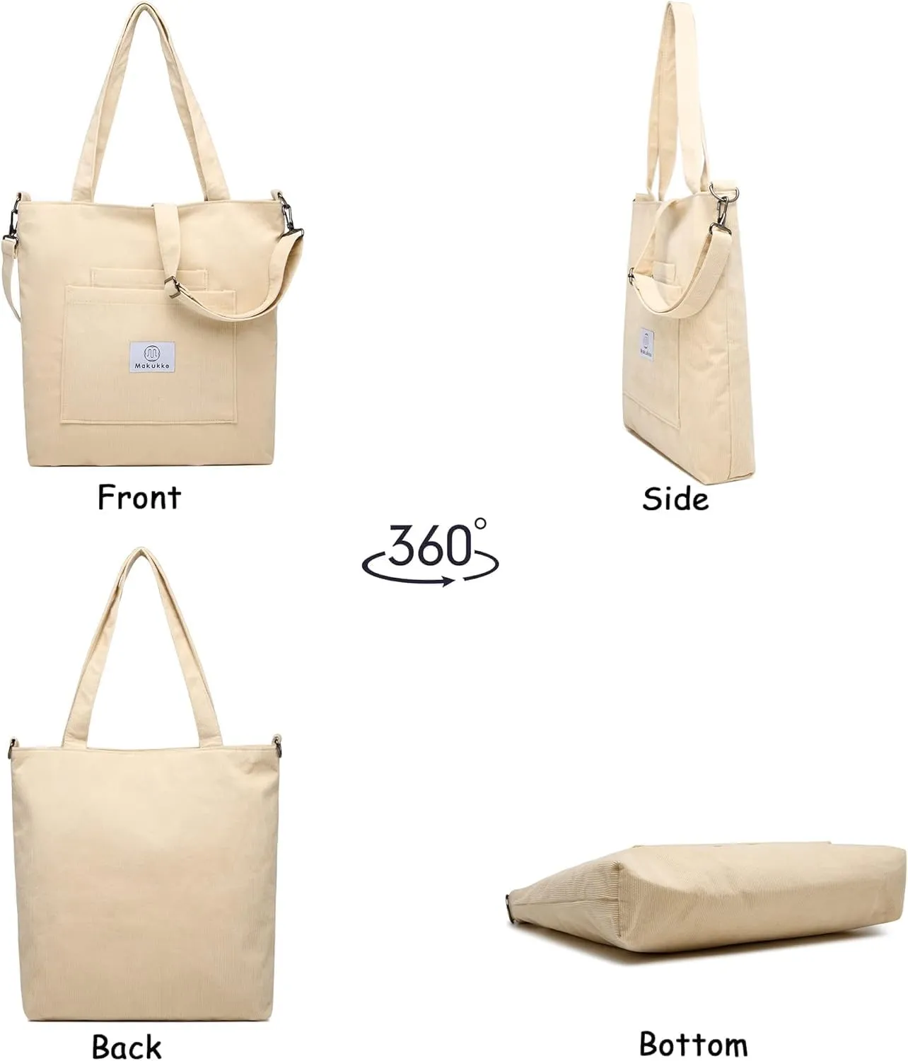 Corduroy Totes Bag Women Shoulder Hobo Handbags Crossbody Bags Big Capacity Shopping Purses