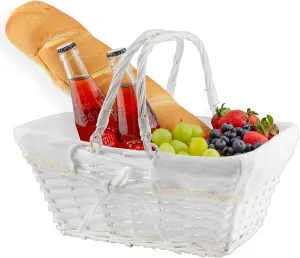 Cornucopia Brands Rectangular Wicker Basket w/Handles (White), Easter Basket, Fall Decor, Flower Girl Basket and More