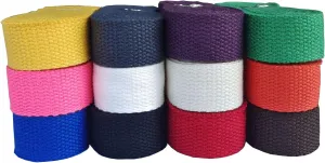 Cotton Webbing 1.5 Inch 24 Yards 12 Colors Mediumweight Polyester Cotton Strap Webbing for Cloth Tote Bags Leash Straps DIY Crafts Outdoor Accessories (1.5 Inch-24 Yards-813, Mixed Color 9)
