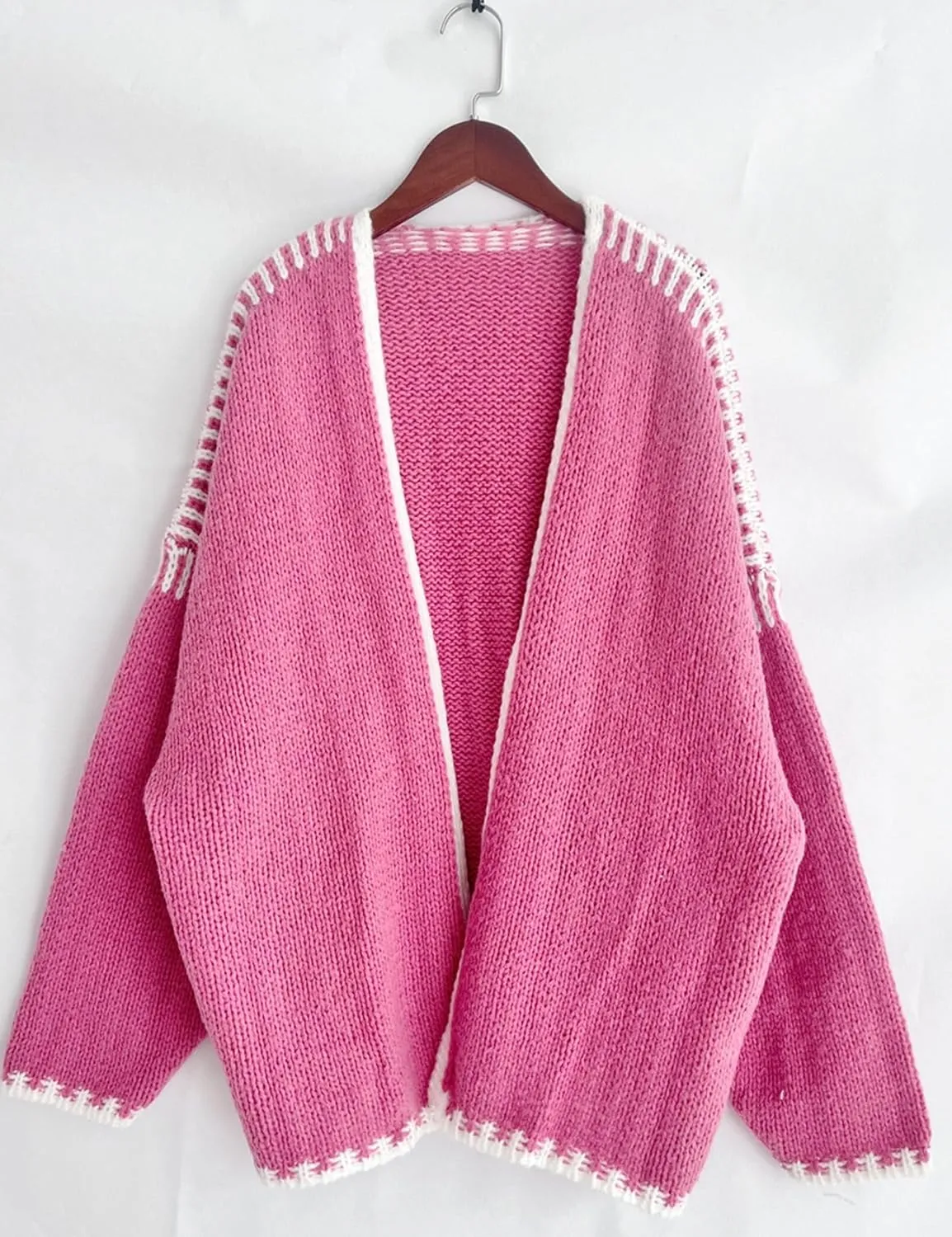 COZYPOIN Womens Fall Cardigan Sweater Casual Knit Cardigan Open Front Colorblocking Oversized Cardigan