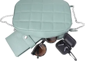 Crossbody Bag for Women Stylish Quilted Shoulder Bag Genuine Leather Satchel with Chain Strap