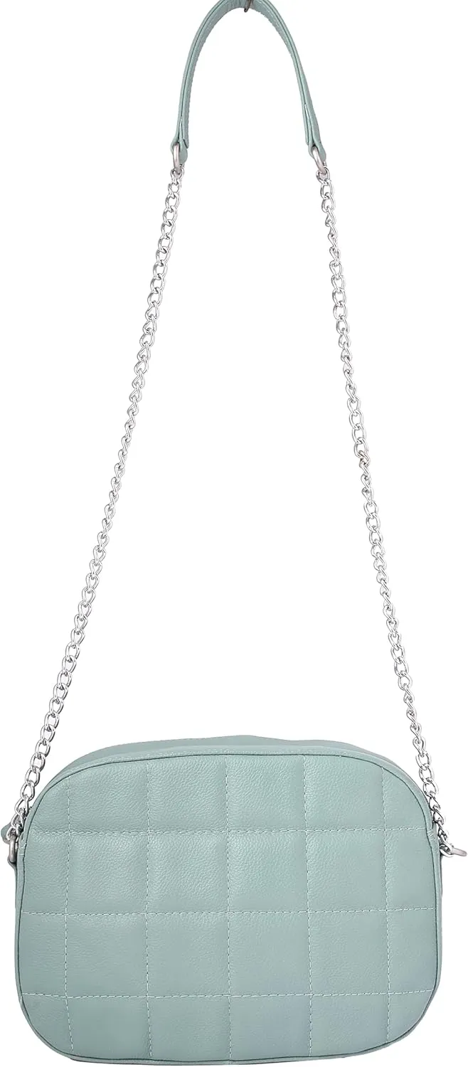 Crossbody Bag for Women Stylish Quilted Shoulder Bag Genuine Leather Satchel with Chain Strap