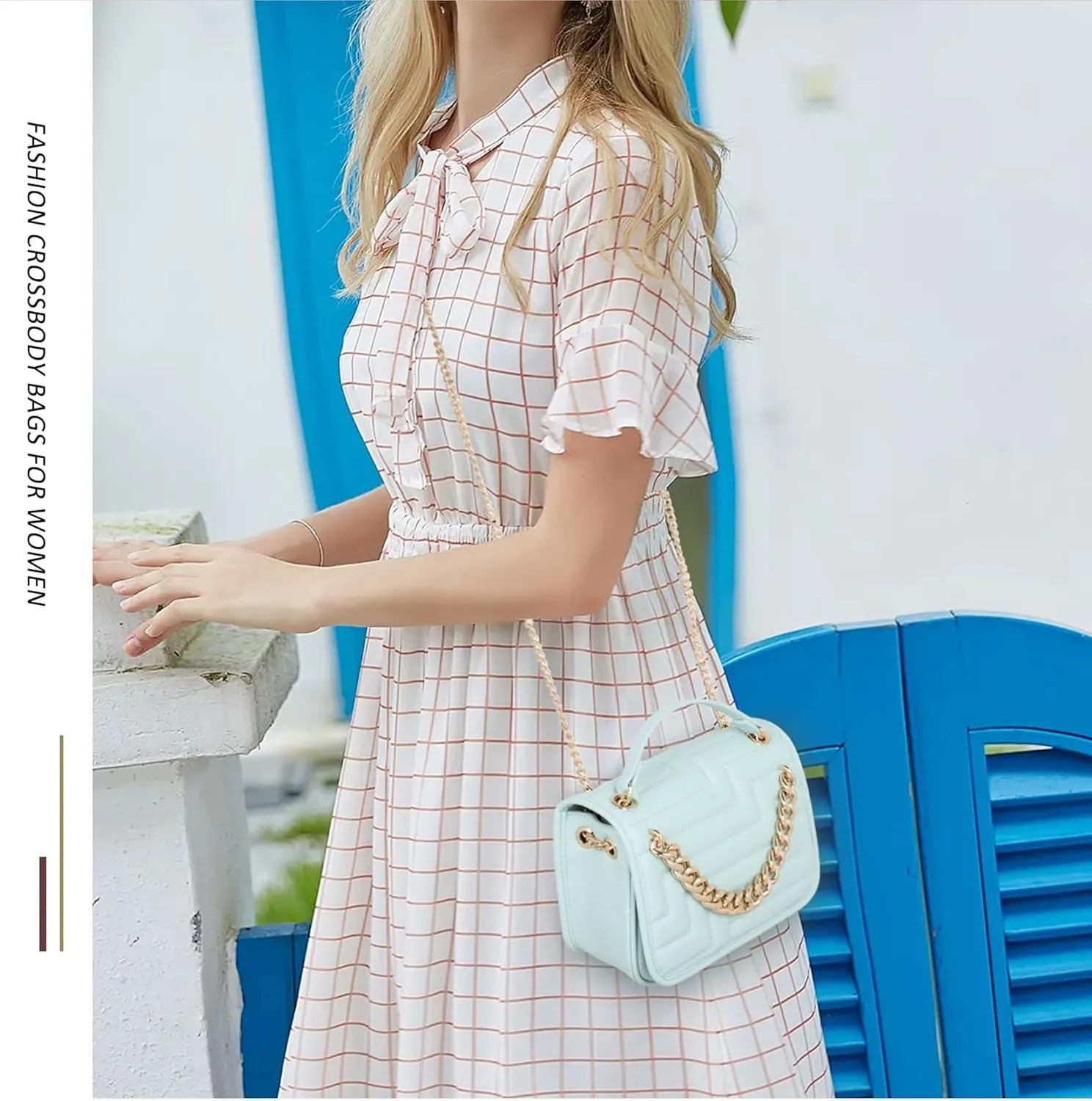 Crossbody Bags for Women,Vegan Leather Purses for Women,Small Shoulder Handbags with Chain Strap