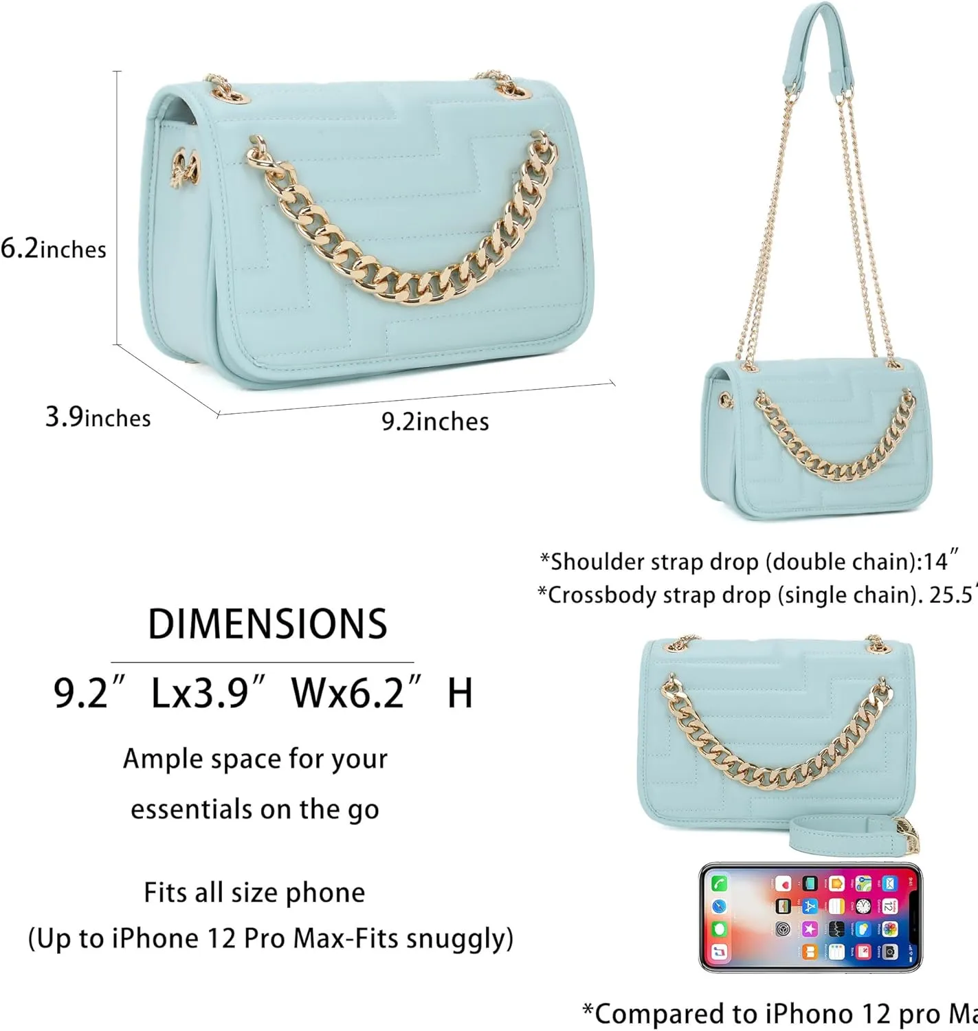 Crossbody Bags for Women,Vegan Leather Purses for Women,Small Shoulder Handbags with Chain Strap