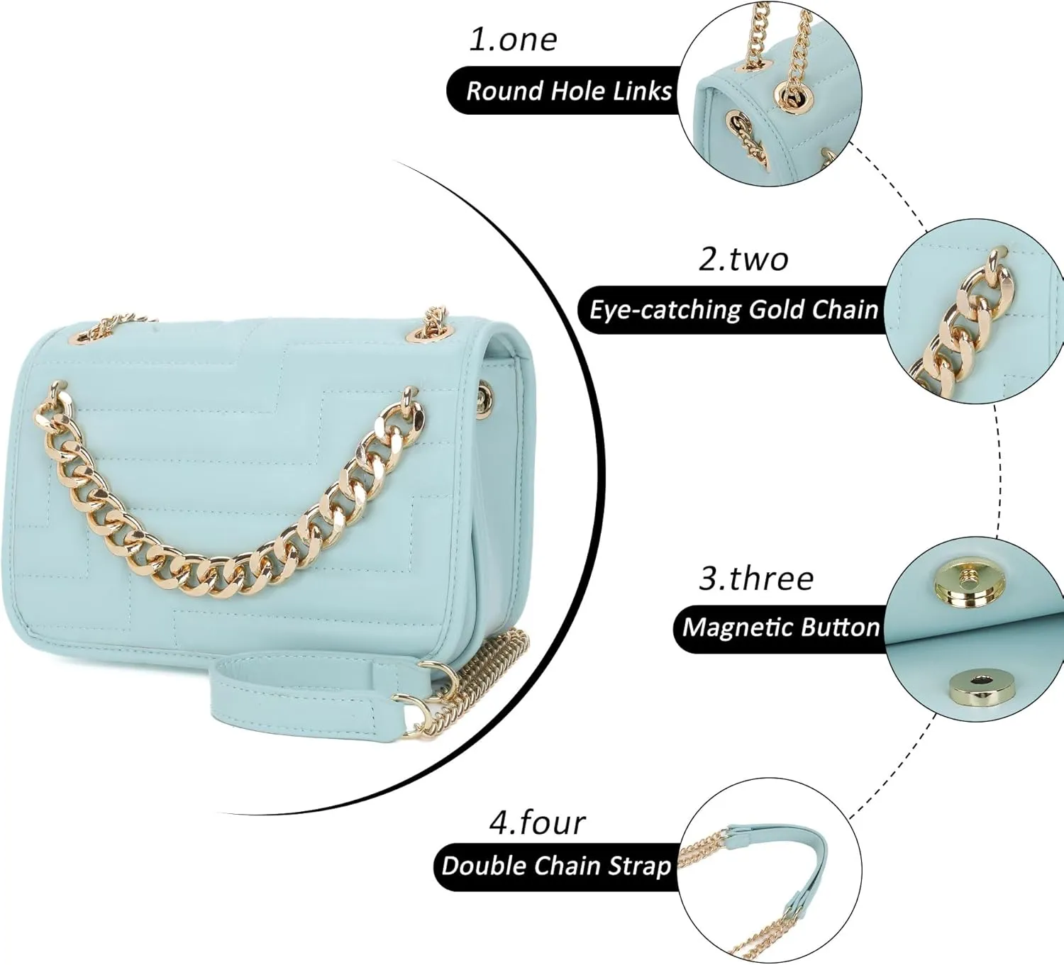 Crossbody Bags for Women,Vegan Leather Purses for Women,Small Shoulder Handbags with Chain Strap