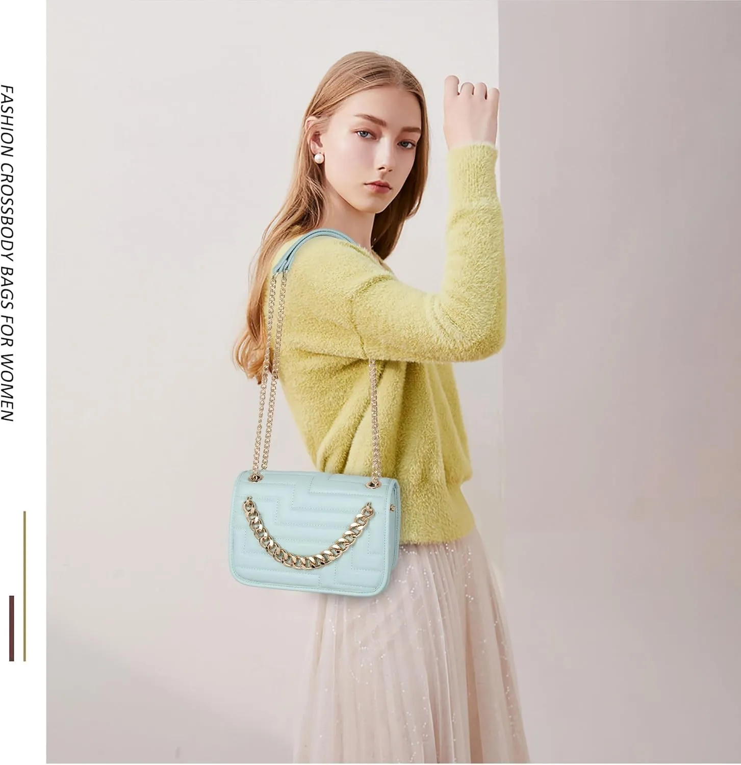 Crossbody Bags for Women,Vegan Leather Purses for Women,Small Shoulder Handbags with Chain Strap