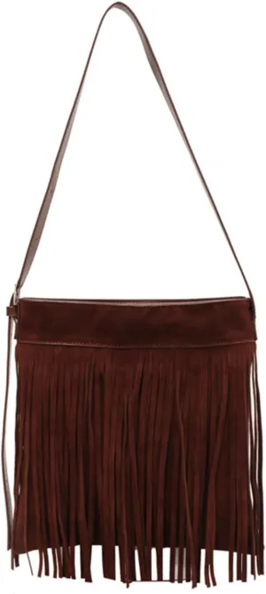Crossbody Purse for Women Trendy Vintage Fringe Boho Tassel Handbag Shoulder Bag with Adjustable Strap