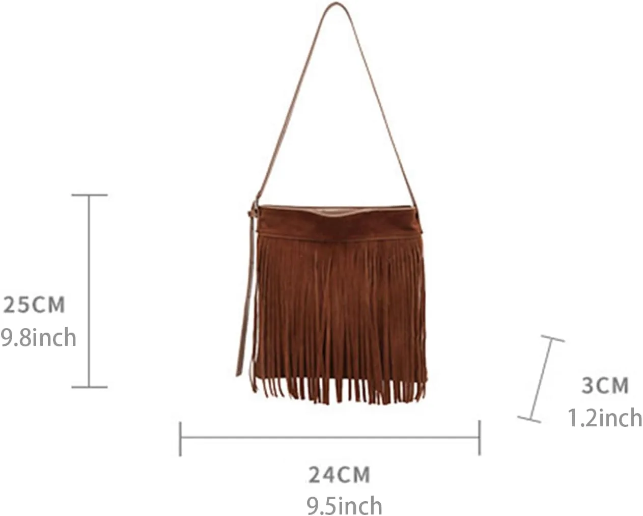 Crossbody Purse for Women Trendy Vintage Fringe Boho Tassel Handbag Shoulder Bag with Adjustable Strap