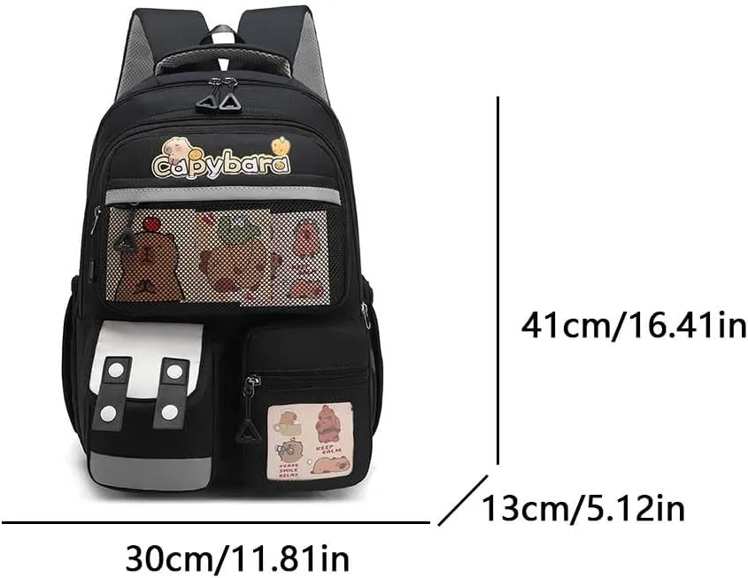 Cute Capybara Backpack Kawaii Kapibara Backpack Large Capacity Water Proof Funny Cartoon Backpacks Travel Utility Casual Bag