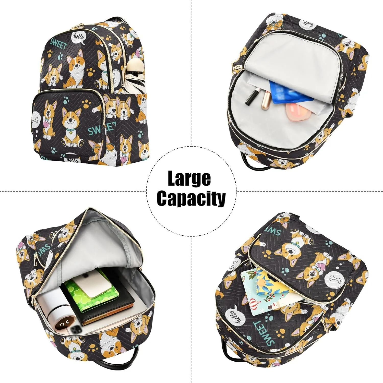 Cute Dogs Corgi Mini Backpack for Women, Travel Backpack Purse Daypack Shoulder Bag for Ladies