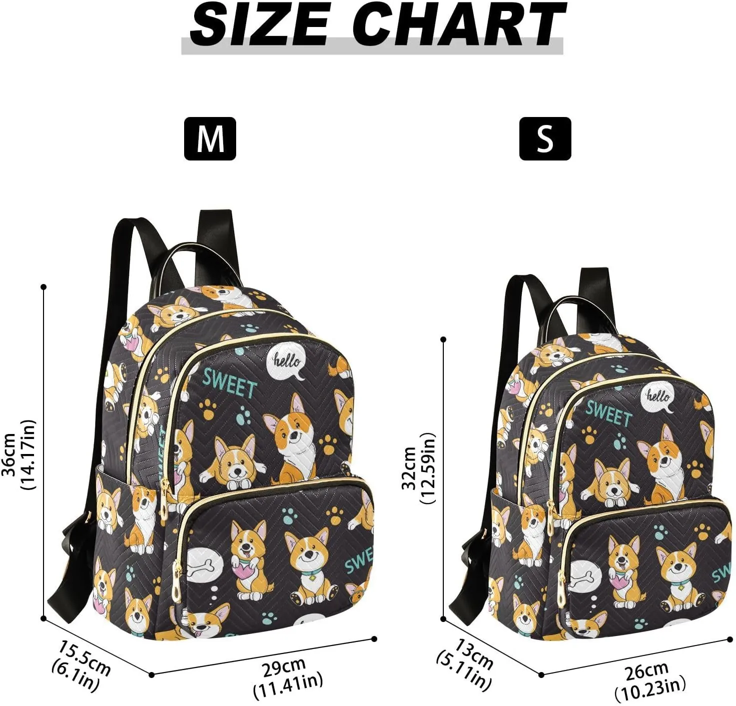 Cute Dogs Corgi Mini Backpack for Women, Travel Backpack Purse Daypack Shoulder Bag for Ladies