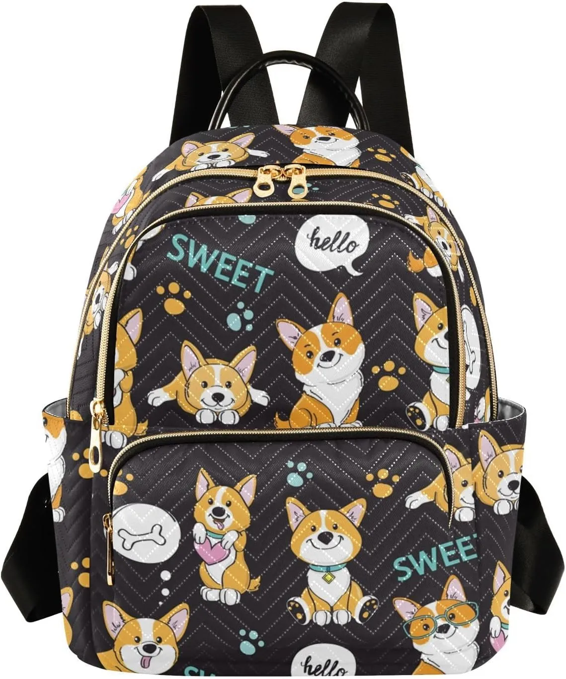 Cute Dogs Corgi Mini Backpack for Women, Travel Backpack Purse Daypack Shoulder Bag for Ladies
