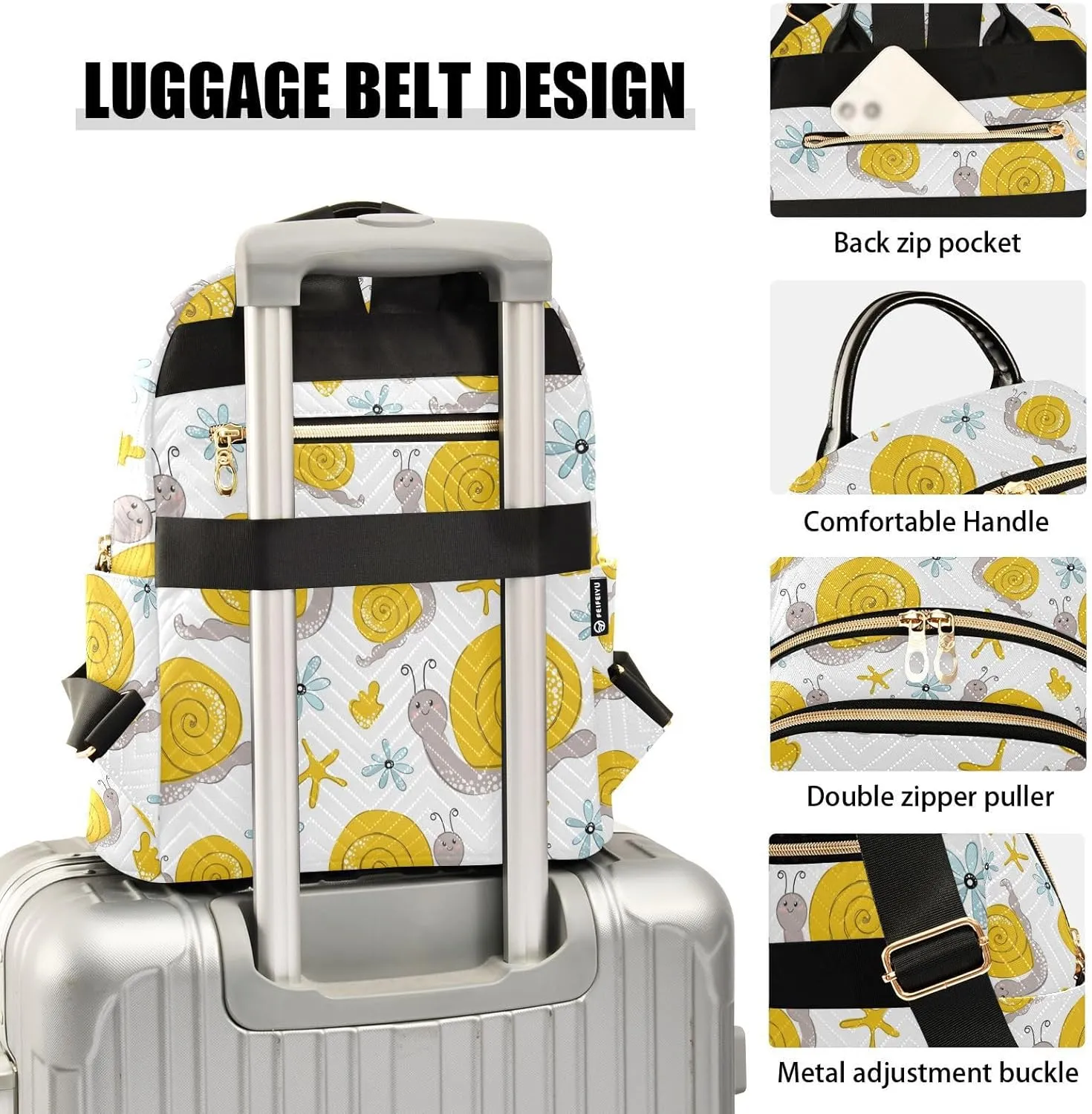 Cute Funny Snail Mini Backpack for Women, Travel Backpack Purse Daypack Shoulder Bag for Ladies