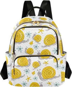 Cute Funny Snail Mini Backpack for Women, Travel Backpack Purse Daypack Shoulder Bag for Ladies