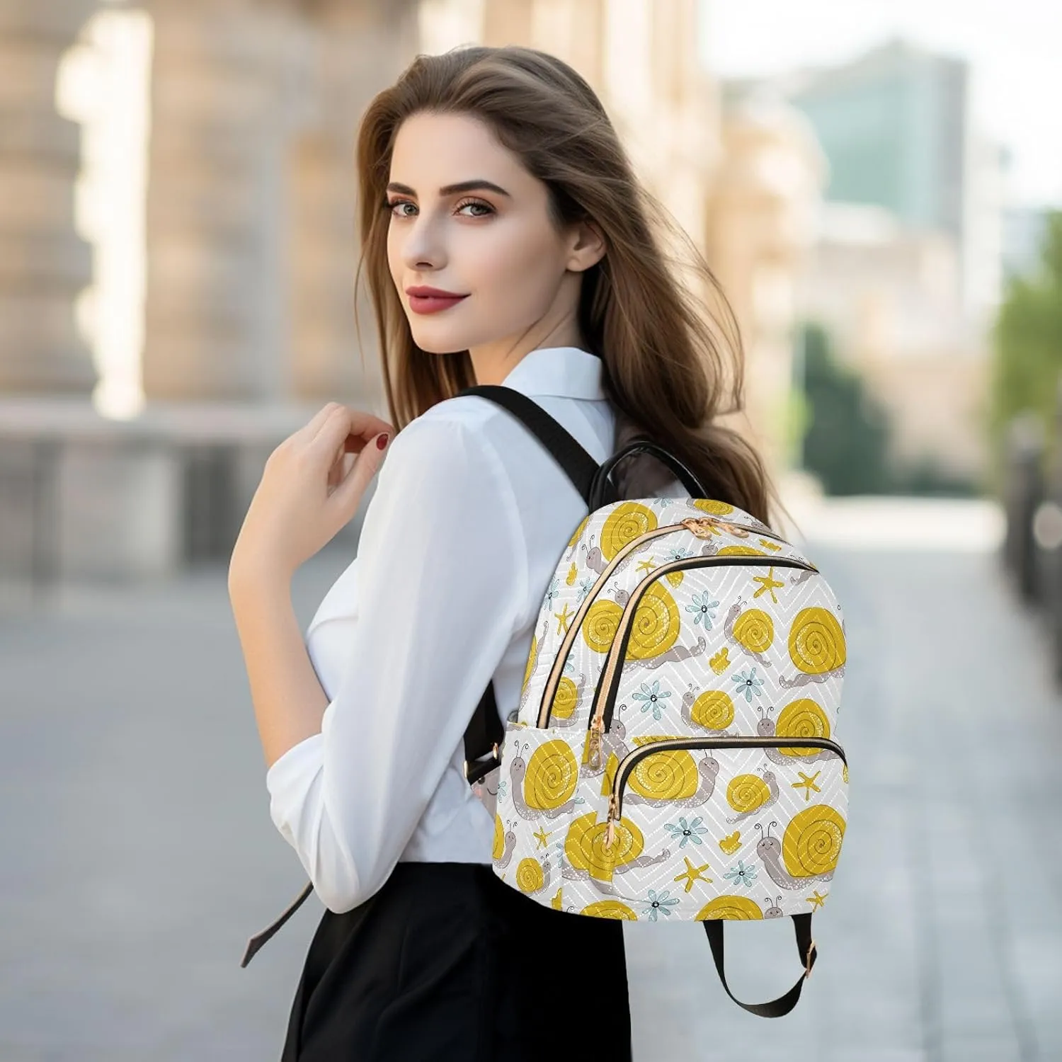 Cute Funny Snail Mini Backpack for Women, Travel Backpack Purse Daypack Shoulder Bag for Ladies
