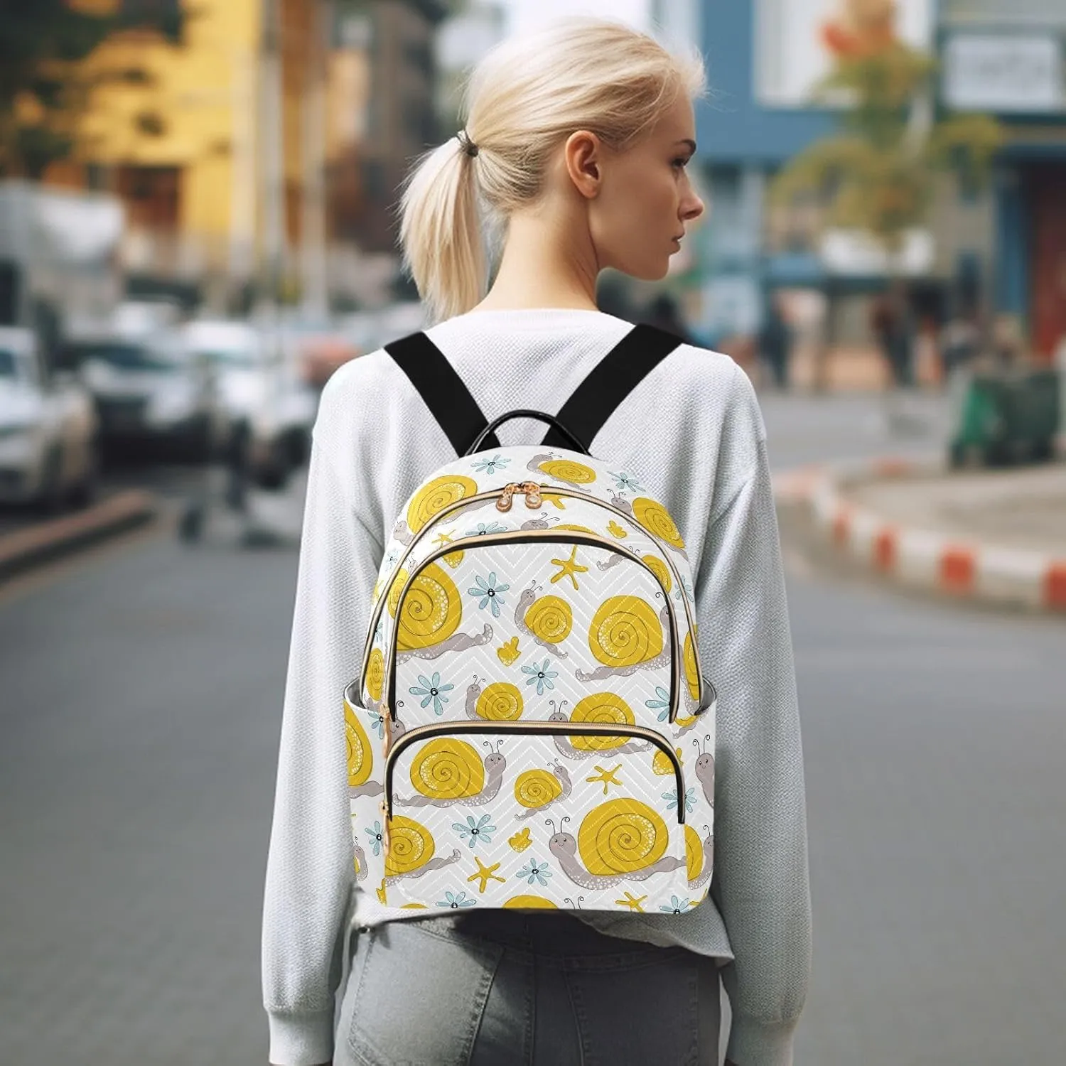 Cute Funny Snail Mini Backpack for Women, Travel Backpack Purse Daypack Shoulder Bag for Ladies