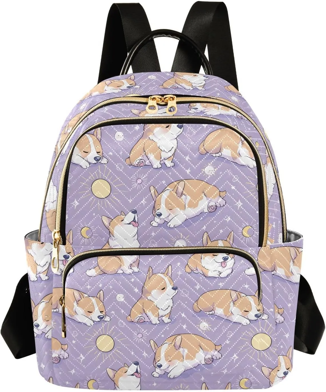 Cute Puppy Sun Purple Backpack for Women Small Backpack Purse Casual Lightweight Women Shopping Travel Daypack