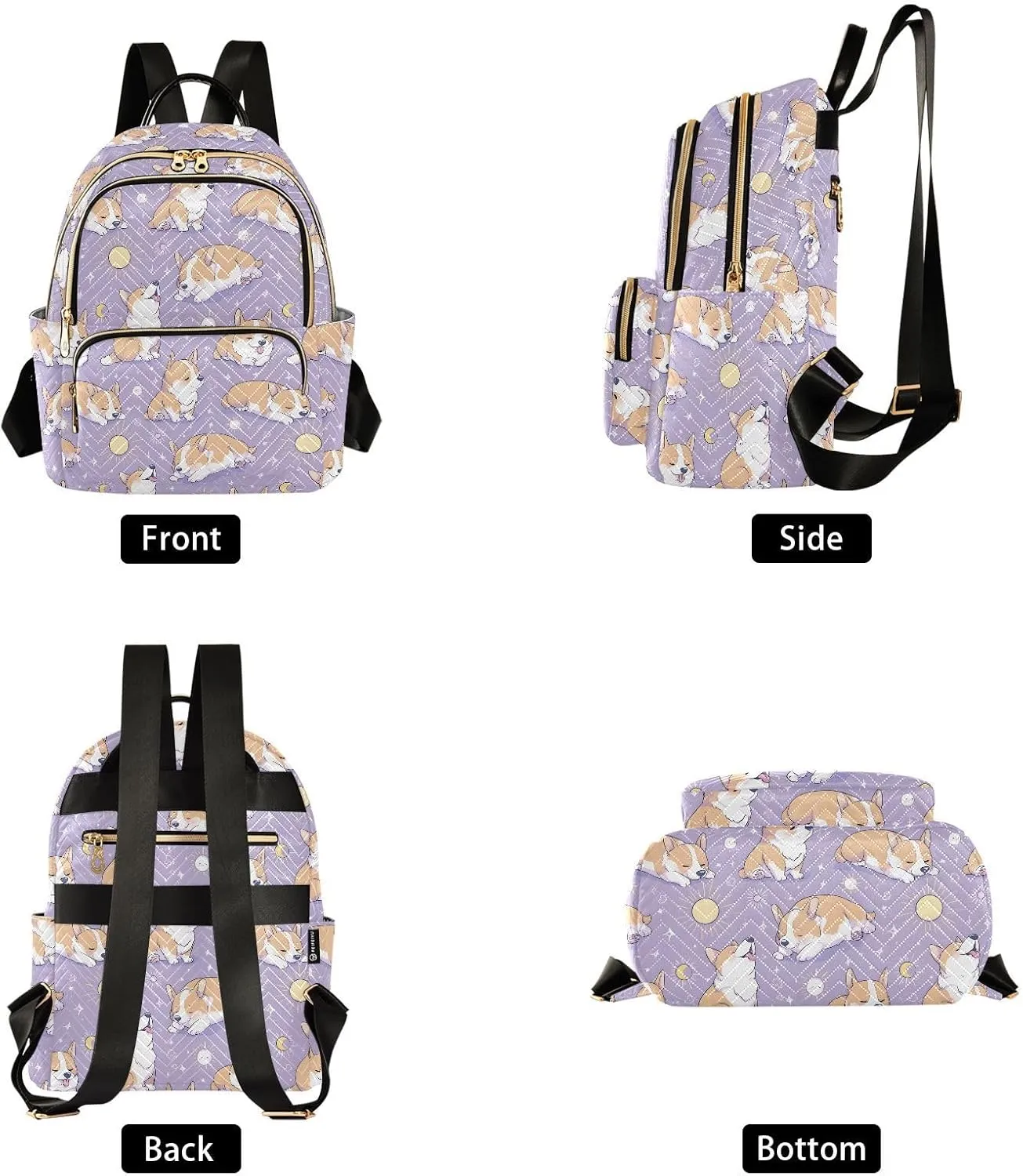 Cute Puppy Sun Purple Backpack for Women Small Backpack Purse Casual Lightweight Women Shopping Travel Daypack