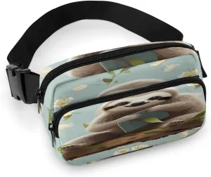 Cute Sloths Fanny Pack Belt Bag with Adjustable Strap Fashion Waist Bag for Outdoor Sports Hiking