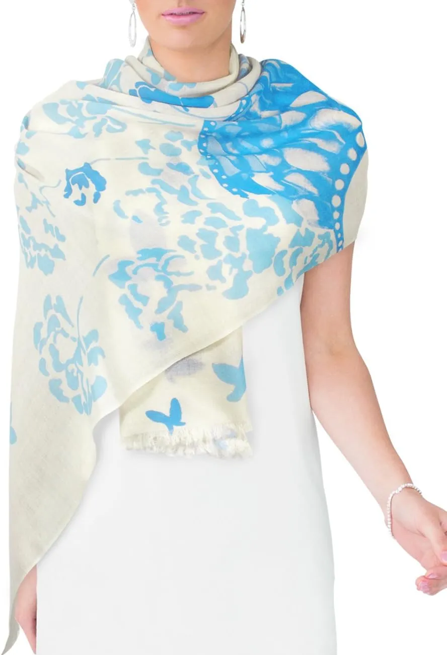 Dahlia Women's 100% wool Scarfs, Wraps, and Shawls, Ink Painting Flower Style