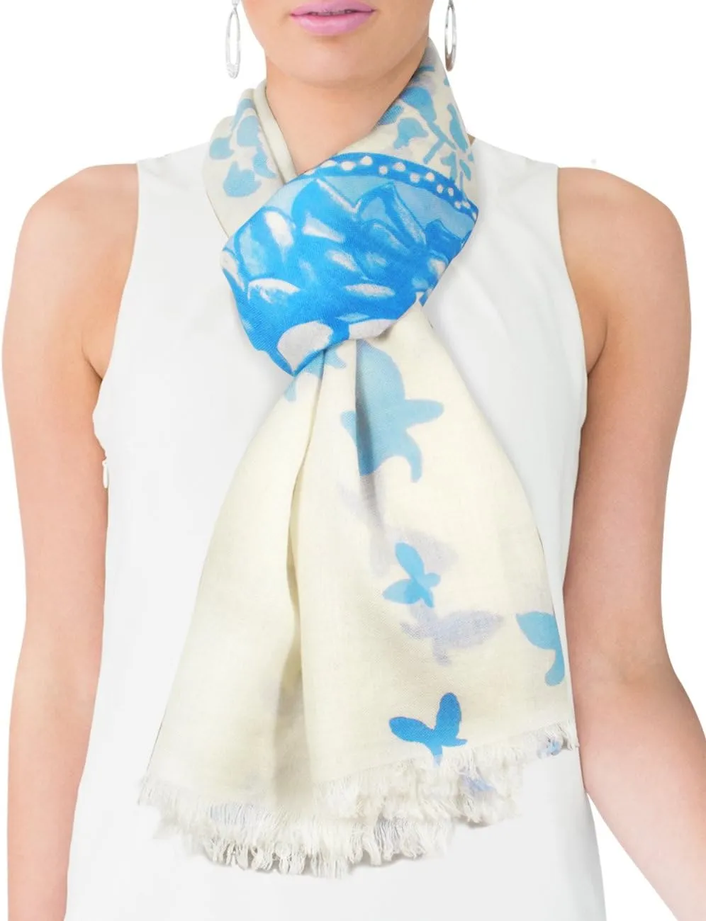 Dahlia Women's 100% wool Scarfs, Wraps, and Shawls, Ink Painting Flower Style