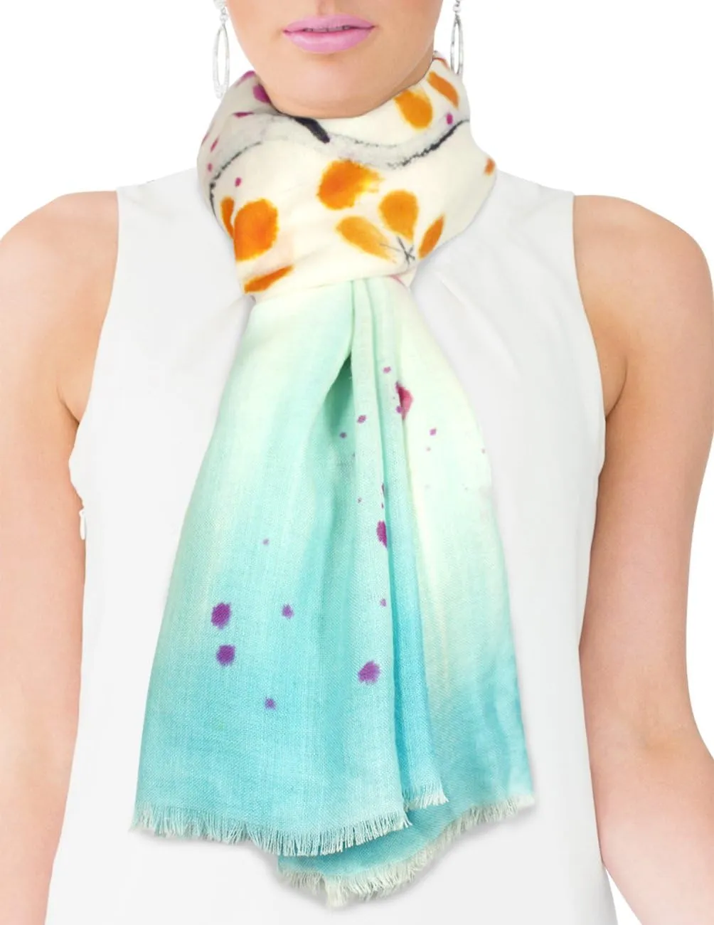 Dahlia Women's 100% wool Scarfs, Wraps, and Shawls, Ink Painting Flower Style