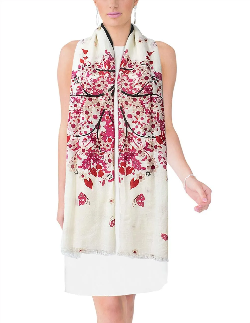 Dahlia Women's 100% wool Scarfs, Wraps, and Shawls, Ink Painting Flower Style