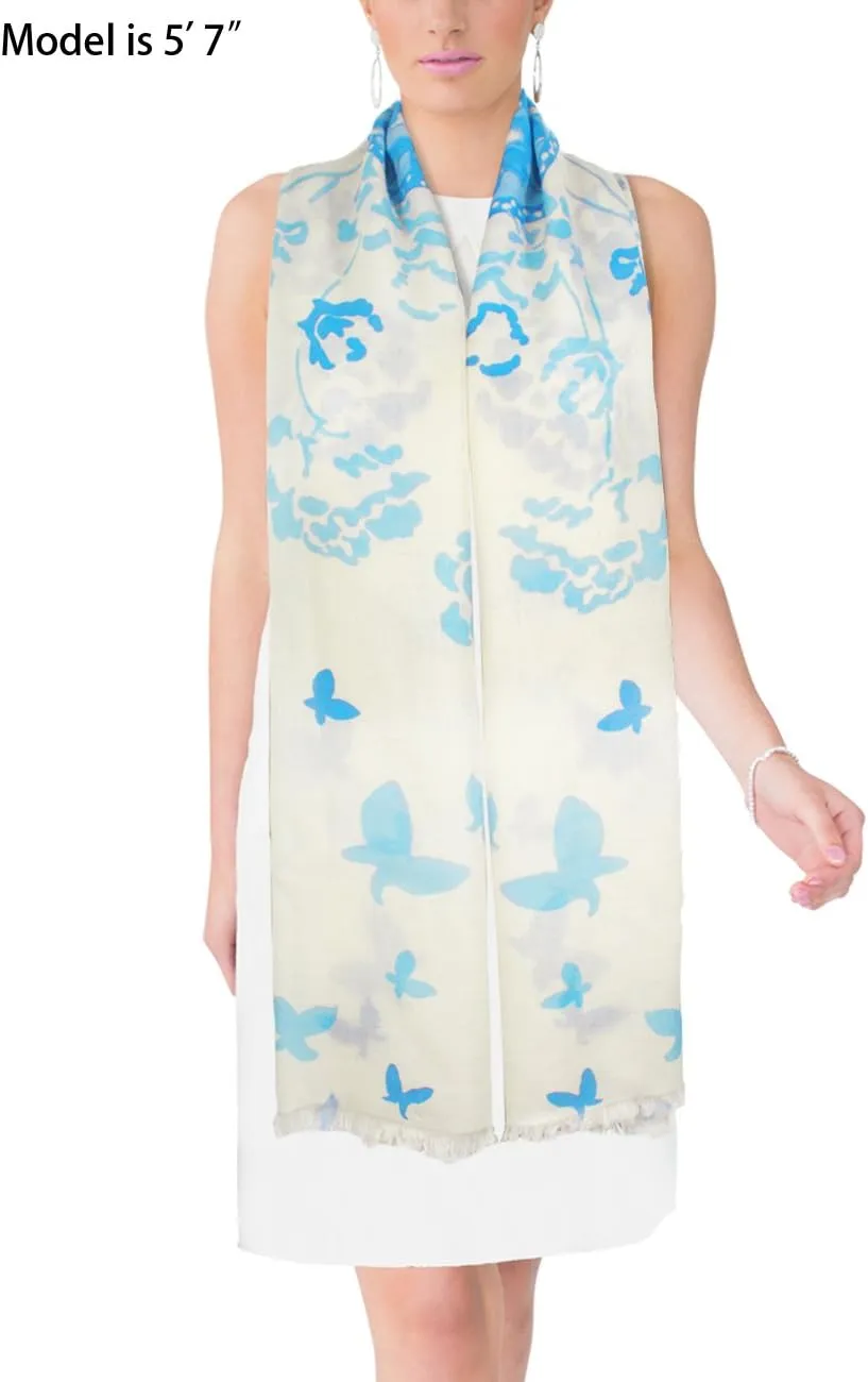 Dahlia Women's 100% wool Scarfs, Wraps, and Shawls, Ink Painting Flower Style