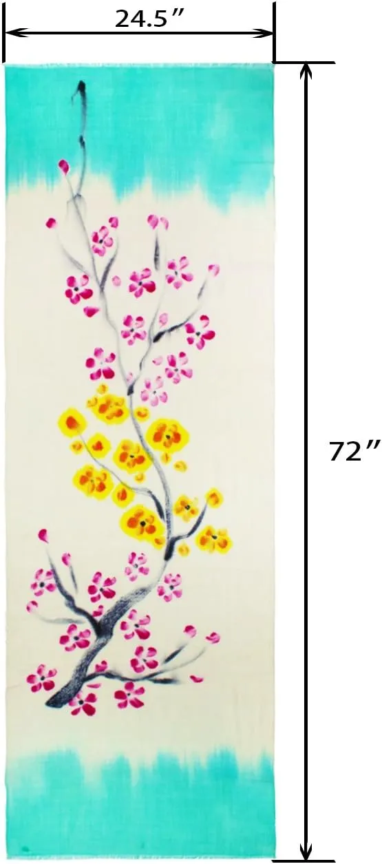 Dahlia Women's 100% wool Scarfs, Wraps, and Shawls, Ink Painting Flower Style