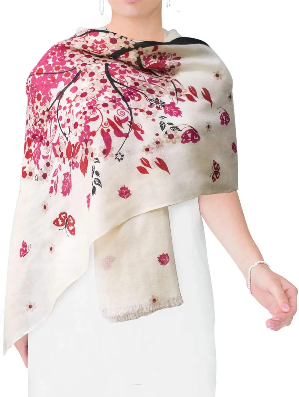Dahlia Women's 100% wool Scarfs, Wraps, and Shawls, Ink Painting Flower Style