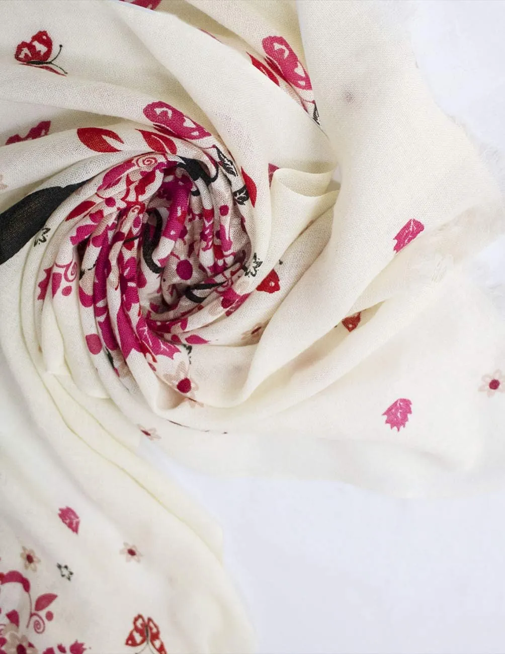 Dahlia Women's 100% wool Scarfs, Wraps, and Shawls, Ink Painting Flower Style